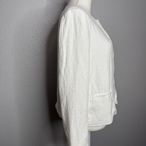 Vince Textured Crop Jacket Women's XL Snap Collarless White Blazer -cp - Picture 5 of 10